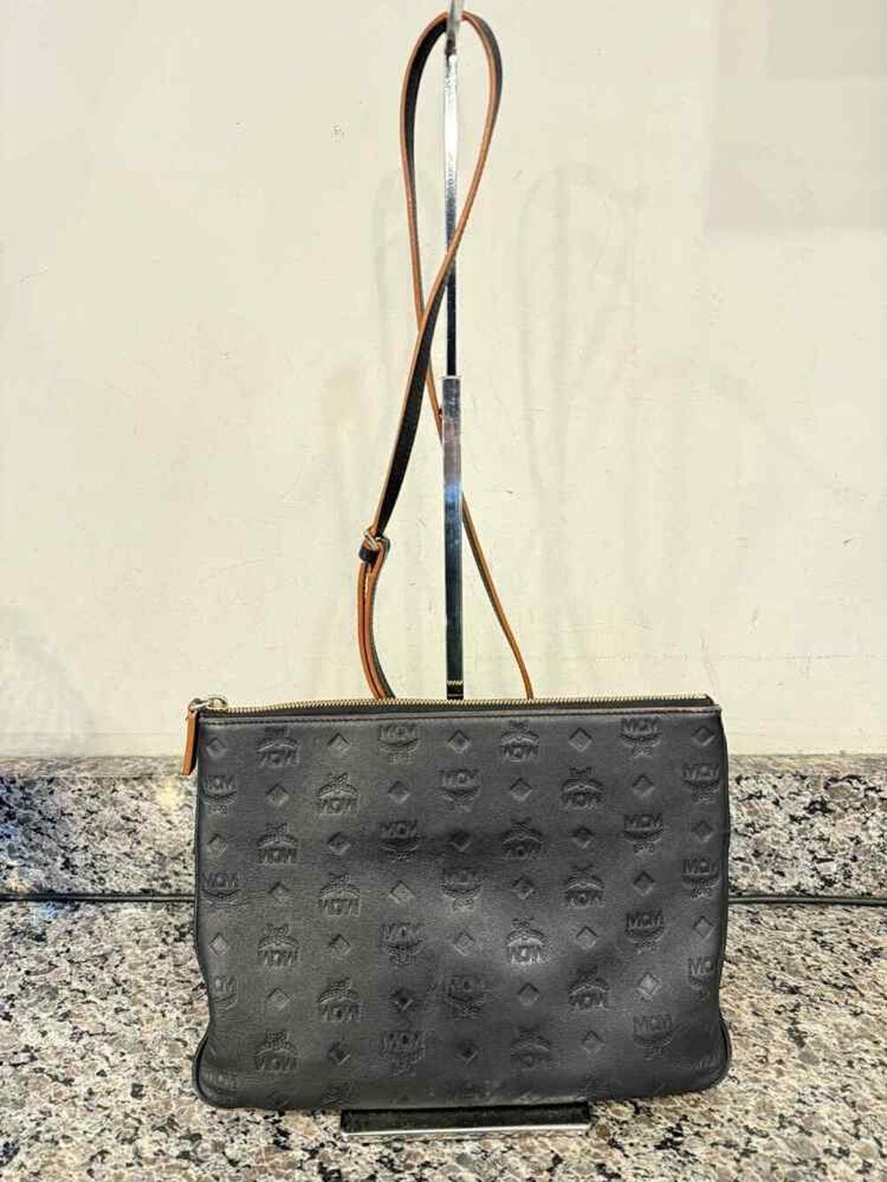 MCM Aren Crossbody Pouch in Monogram Leather Black SPB-TS 352293